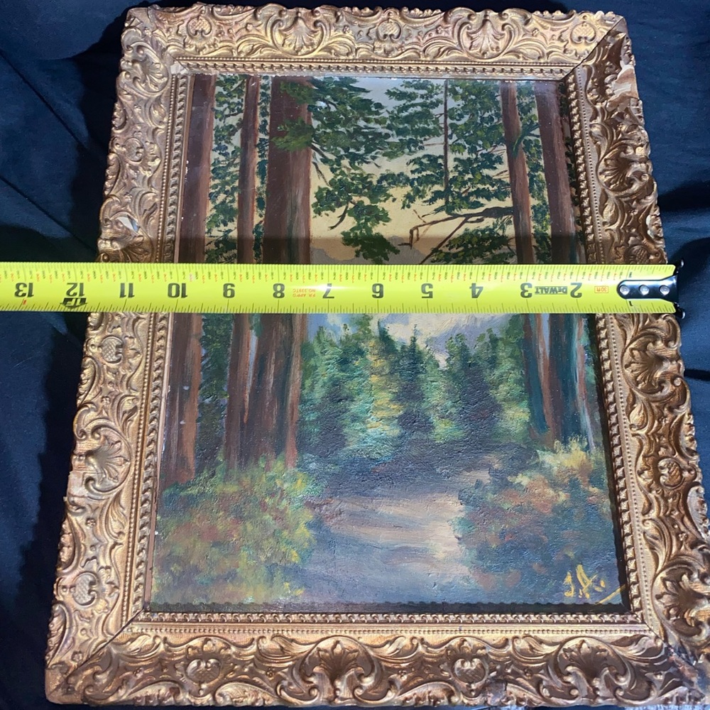 J.A. (John Adams) Early 1800’s Painting on board w/ Fancy Vintage Frame. Signed